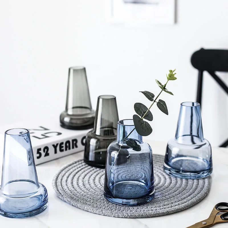 KINGLANG скандинавский минималистичный Маяк Тип ваза стеклянная для цветов расположение стол топ гидропонная ваза серый стол наружное декорирование