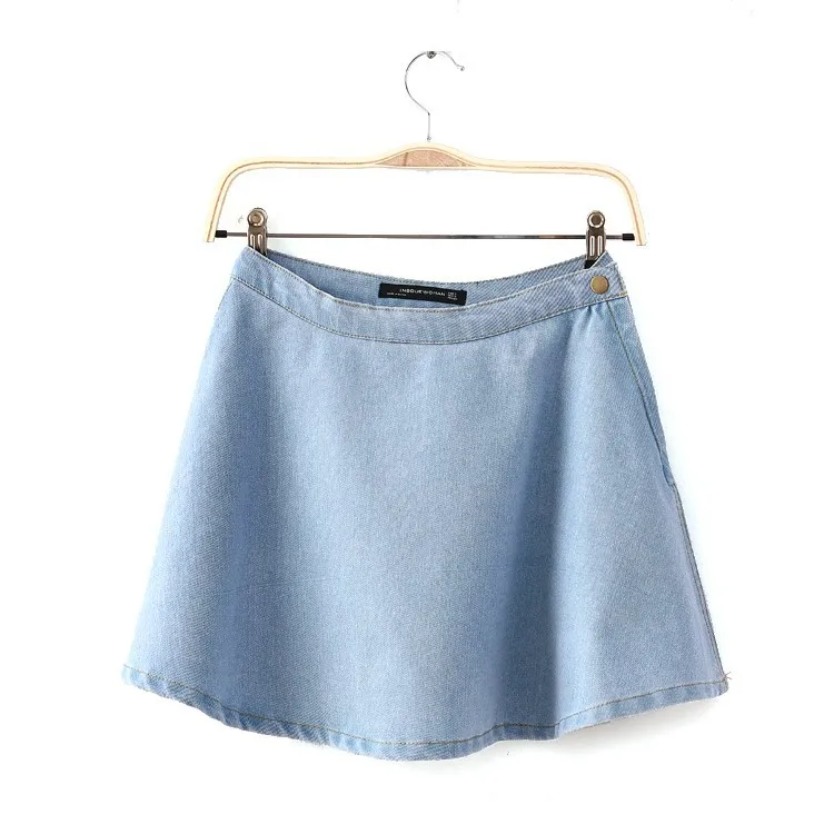 

2018 Hot sale Fashion Casual Solid Denim Circle Jean mini Skirt Cotton button