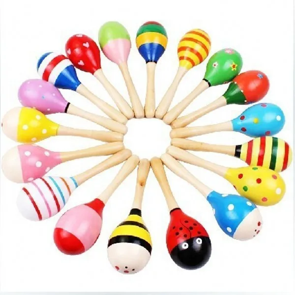 wooden baby maracas rattle