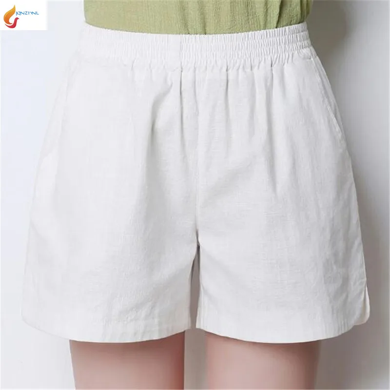 Cotton linen shorts women 2017 summer new fashion loose linen cotton