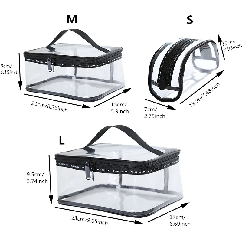 3 قطعة/المجموعة Summen حقيبة مستحضرات تجميل شفافة مجموعة المرأة السفر للماء غسل المنظم الحقيبة الجمال حقيبة مستحضرات تجميل اكسسوارات