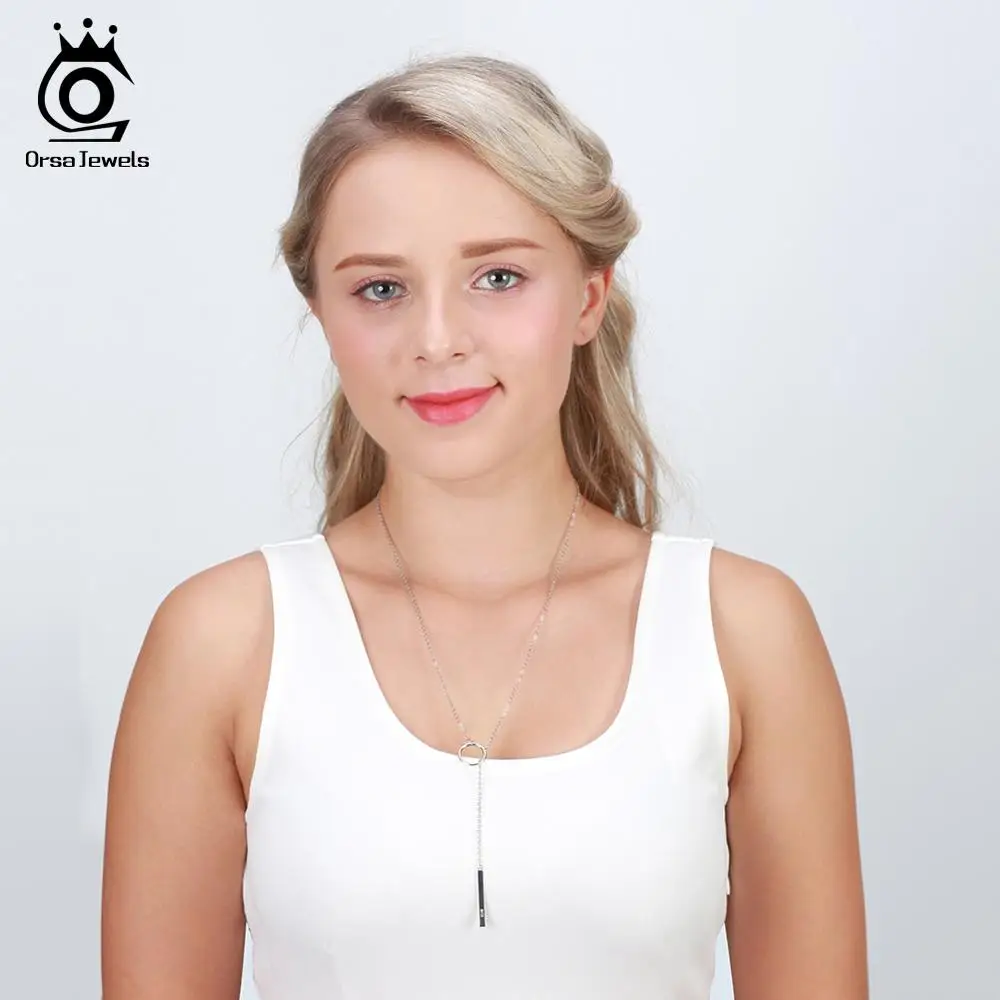 ORSA JEWELS, изысканные ожерелья с кулоном в форме Креста и круглой линии для женщин, колье, подарок на день рождения, Серебряное ювелирное изделие, подарок ON188