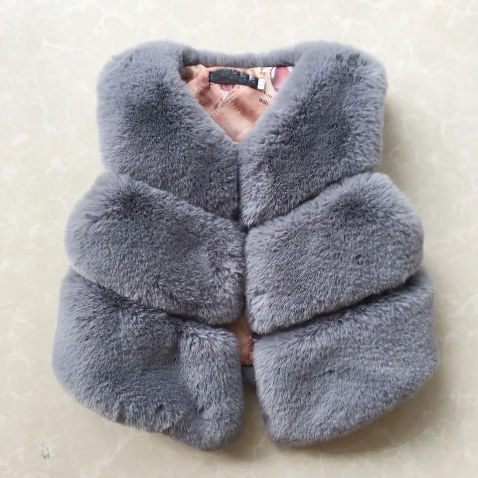 Kids Girls Vests Clothes Boy Children Faux Fur Vest Kids Rabbit Fur
