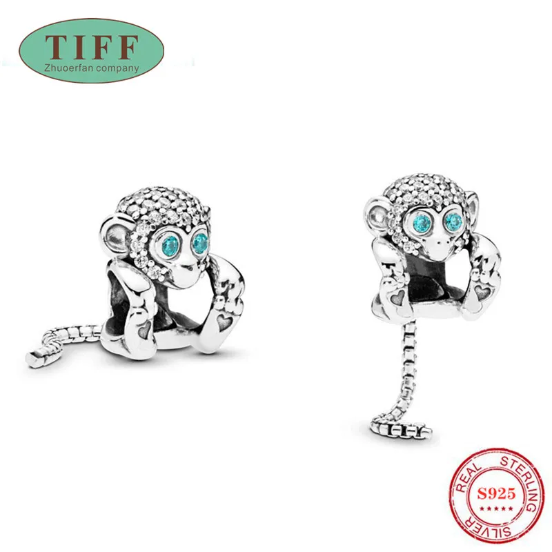 

TIFF2019 New 100% S925 Sterling Silver Shine Naughty Monkey Beads for Pandora Bracelet Women's Jewelry