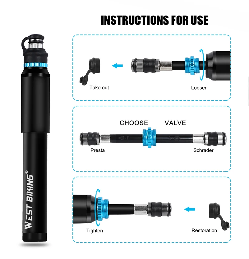 West biking портативный велосипедный насос ручной насос для велосипеда 150PSI Presta/Schrader Road MTB горный велосипед насос