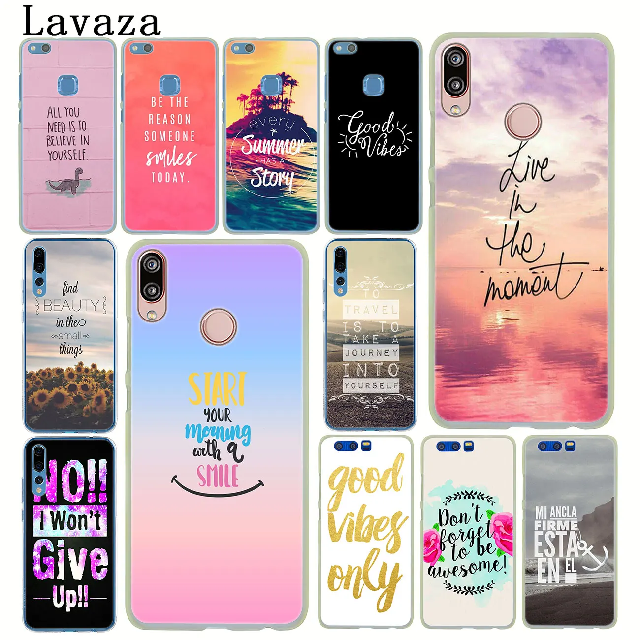 

Lavaza Proverb Phrase Motto Good Vibes Only Love Case for Huawei P30 P20 P10 P9 Plus P8 Lite Mini 2017 P smart Z 2019
