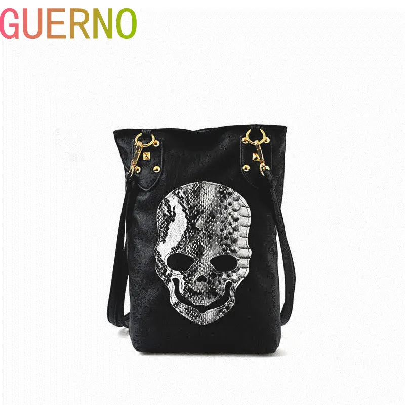 

Hot 2019 New Punk Black Skull Face Designer PU leather Handbags Women's Shoulder Bag Ladies Tote CrossBody Shopping Bag al002
