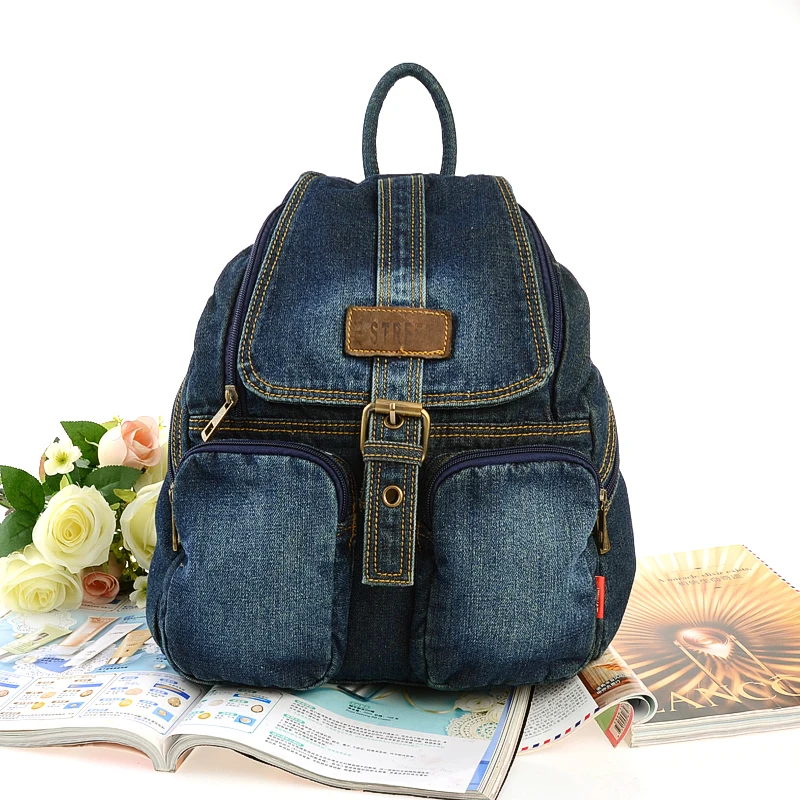 School Fashion Denim Backpack Denim Backpacks Beautiful Vintage