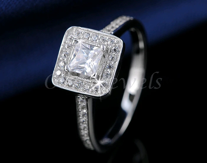 ORSA JEWELS Luxury Princess Cut 0.5ct CZ Engagement Ring Fashion Jewelry Silver Color Wedding Bands Rings For Women OR41