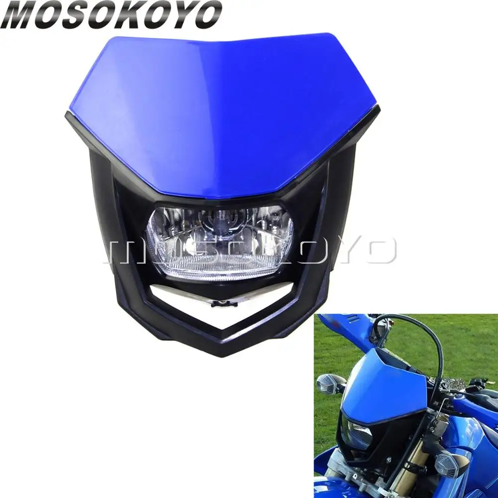 Синяя передняя фара Enduro Supermoto H4 12 в 35 Вт двойная Спортивная для Yamaha YZ450F YZ250F YZ125 YZ85