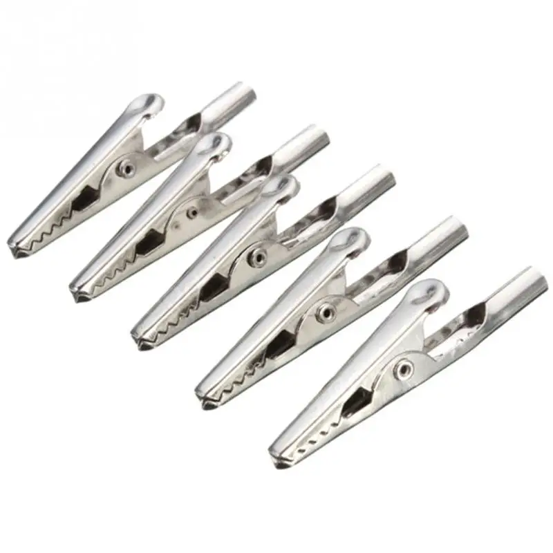 

10Pcs 52mm length Silver Iron Alligator Crocodile Test Clips Cable Lead Screw Fixing for cable