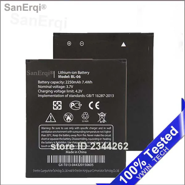 Новинка 100% аккумулятор для телефона SanErqi BL06 BL 06 THL T6 Pro T6S T6C большой емкости 2250 мАч |