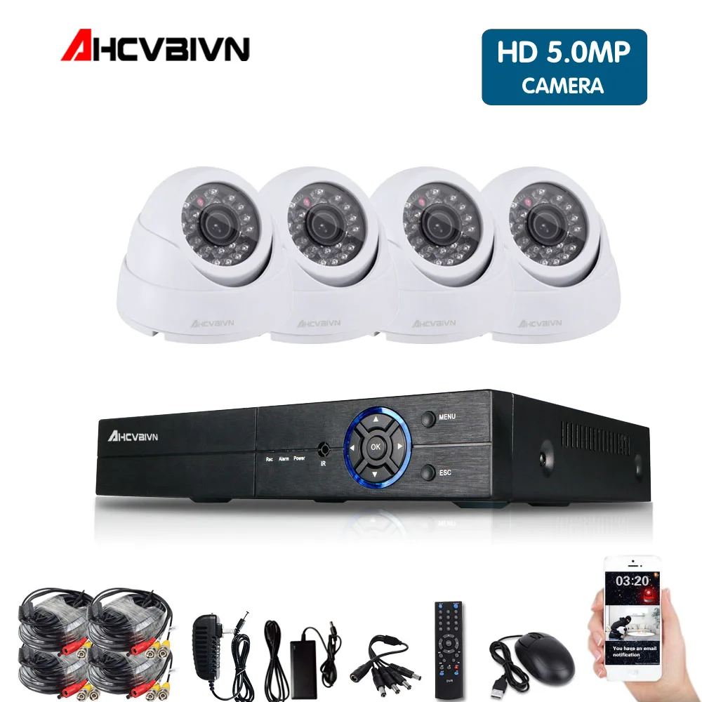 

CCTV System H.265 4CH NVR 5MP Dome Camera NVR Kit HDMI Video Output Smart Phone Remote Motion Detection