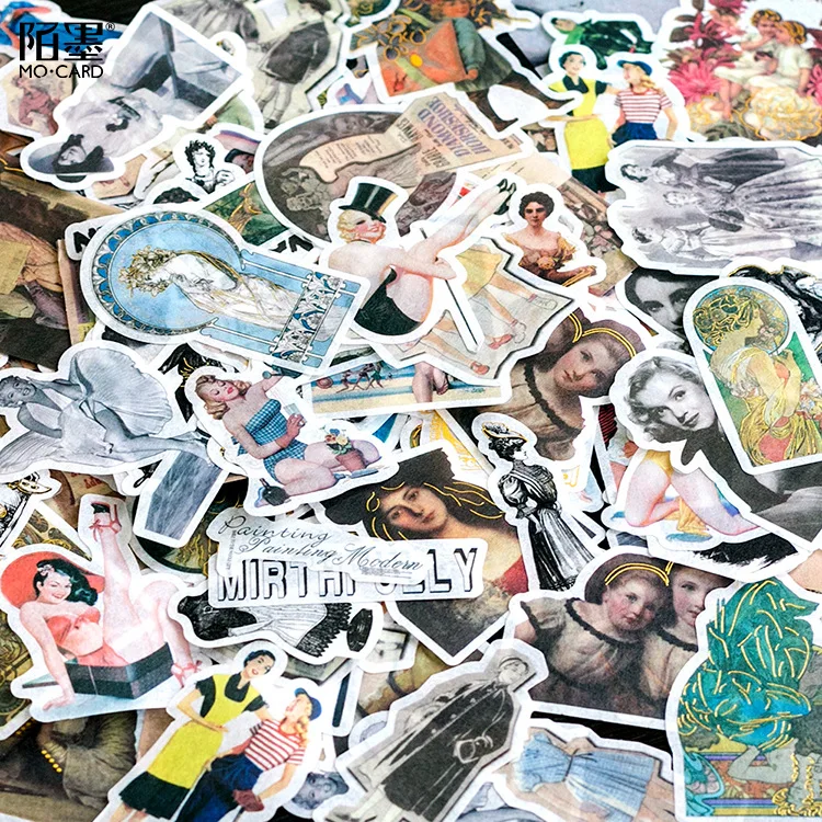 

Retro Image Gilding Stickers Set Decorative Stationery Stickers Scrapbooking DIY Diary Album Stick Lable