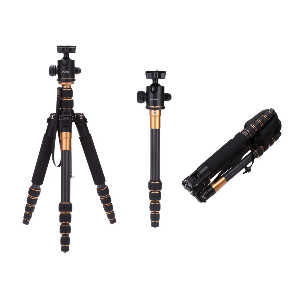 Andoer Pro Carbon Tripod Portable Monopod With Ball Head Changeable