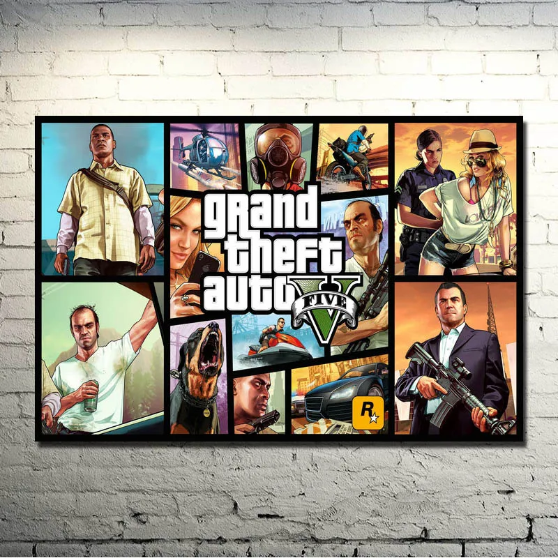 Grand Theft Auto V видеоигры GTA 5 художественная шелковая ткань плакат печать 13x20 32x48 дюймов настенные картины(нажмите, чтобы увидеть больше)-1 - Цвет: click