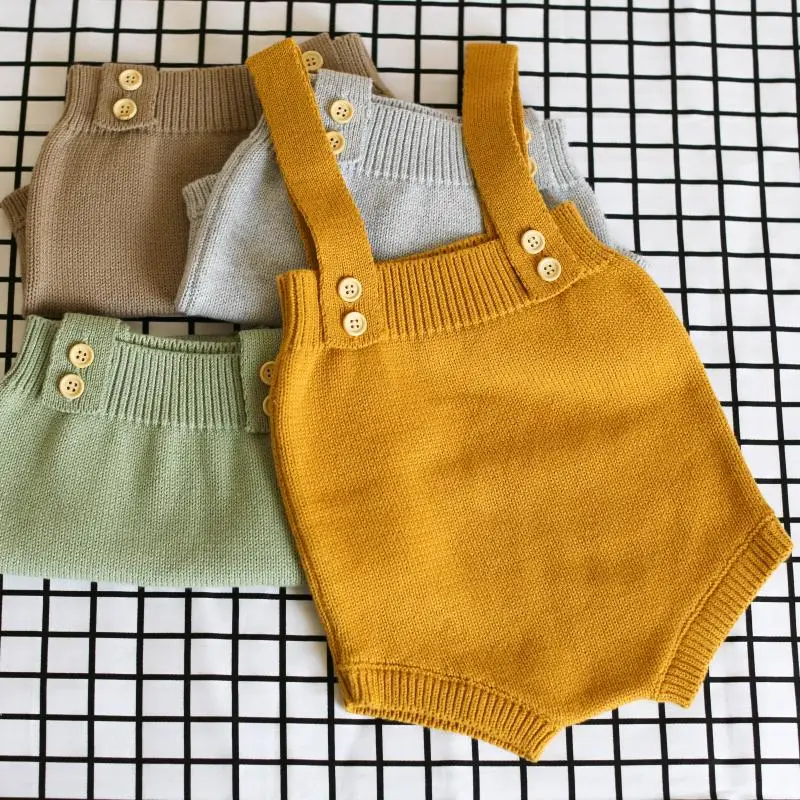 جديد أزياء الطفل تريكو الوليد للجنسين الاطفال الصوف السروال القصير الرضع محبوك رومبير للطفل بذلة الفتيان الفتيات الملابس 0- 24 M