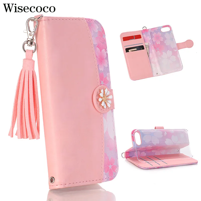 الفاخرة اليابان شرابة الوجه حقيبة لهاتف أي فون X 8 7 6 6 S زائد XR XS ماكس المغناطيسي محفظة جلدية فتحة للبطاقات الجيب حامل اليد خزانة