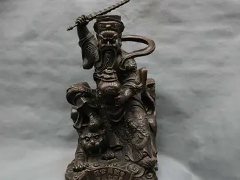 

21'' China Bronze God of Wealth Zhao Gongming Hold Sword Ride Tiger Statue