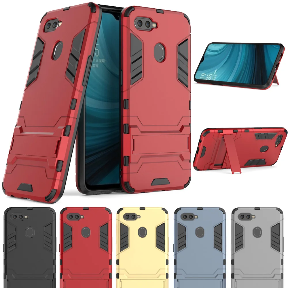 For OPPO A7 AX7 Case 2 In 1 Slim Hybrid Armor With Kickstand Anti Shock Protective Soft TPU Hard Back Cover | Мобильные телефоны и
