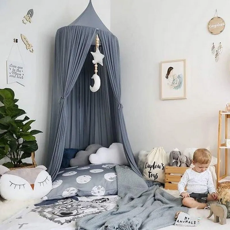 Kids Hung Dome Mosquito Net Kids Bed Curtain Canopy Round