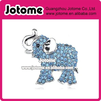 

Womens Silver Tone Clear Blue Rhinestones African Baby Elephant Brooch Pin