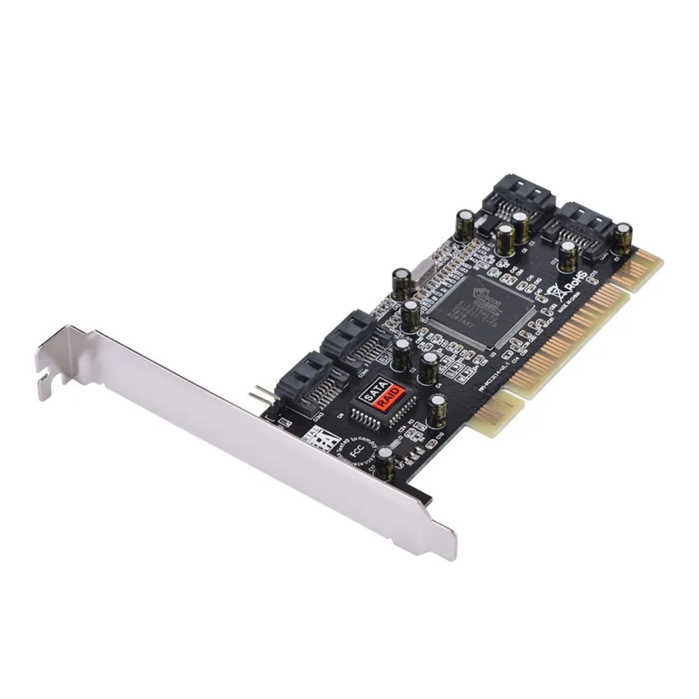 

PCI expand card 4 Port SATA add on Card with Sil 3114 Chipset Compliant With PCI Specification revision 2.2 for desktop/computer