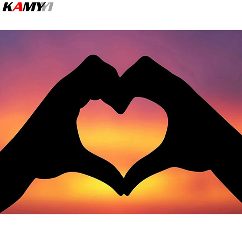 

Diamond Painting DIY Diamond Embroidery 3D Square Drill Diamond Mosaic Rhinestone Pasted Full Dusk Under the Hand of Love XY1