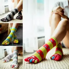 Осенние и зимние женские теплые мягкие однотонные Носки с рисунком из мультфильма с пятью пальцами женские хлопковые носки 3 пар/лот