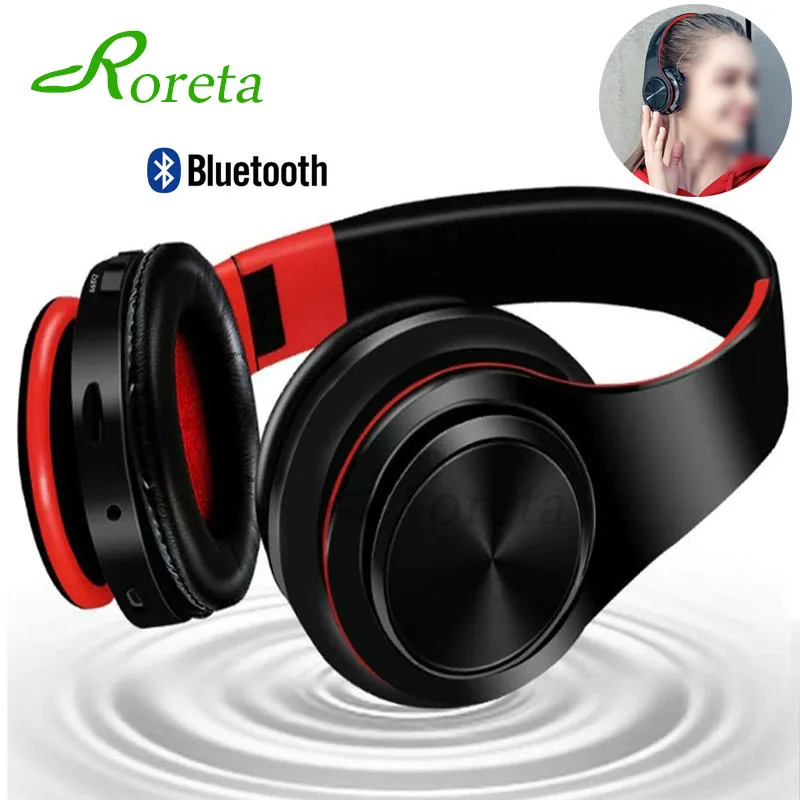 Roreta беспроводные Bluetooth наушники HIFI стереонаушники для музыки FM и поддержка sd-карты с микрофоном гарнитура для iphone samsung