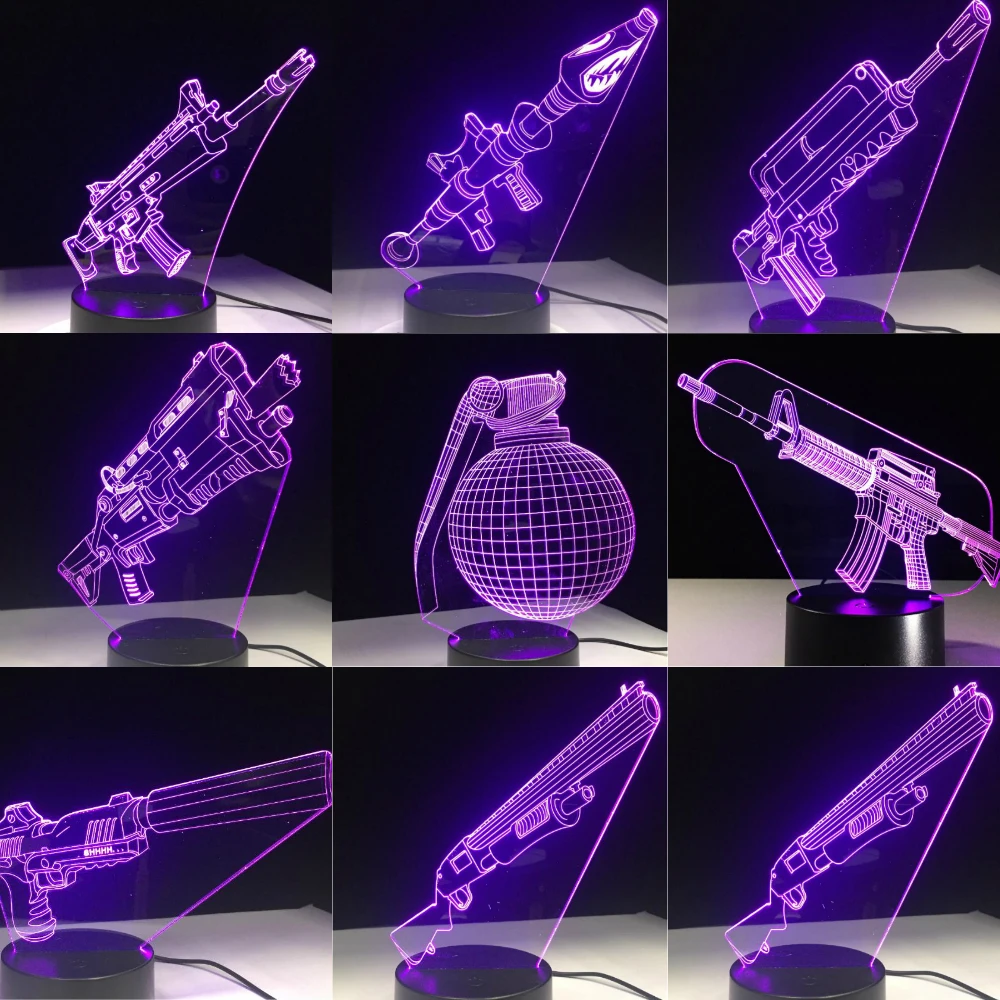 3D LED Lamp 7 Colors Touch Switch Table Desk Light Lava Lamp Acrylic Illusion Room Atmosphere Light - 32891497089
