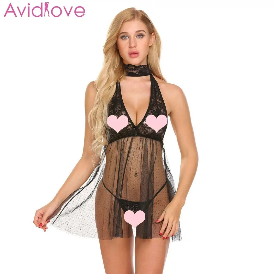 Avidlove женское сексуальное нижнее белье Babydoll Эротическое стринги кружева пэчворк