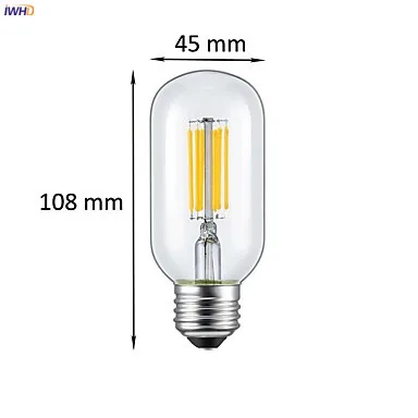 IWHD T45 LED Filament Bulb Lampda Retro Lamp E27 220V Ampul Edison Bulb Lampara Vintage Lamp Light Bulb Bombillas Gloeilamp