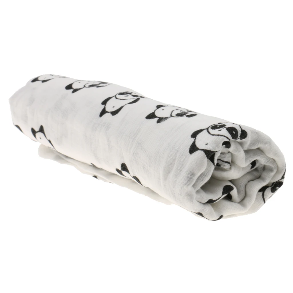 1Pc Soft Muslin Cotton Blanket Newborn Infant Baby Blanket Swaddle Bathing Bath Towel Panda 110x110cm