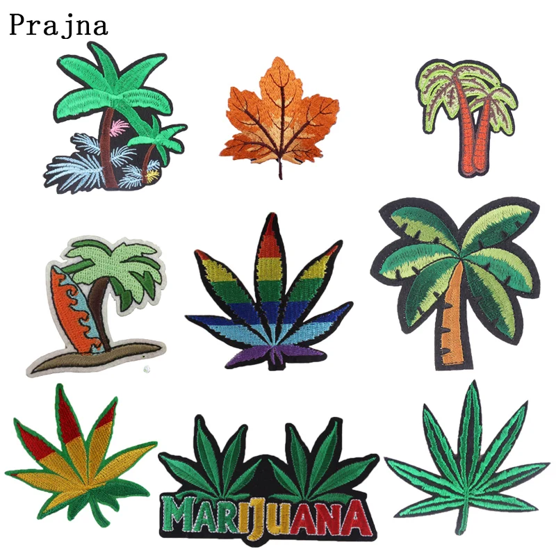 

Prajna punk plant patch Iron on clothes 2019 new 3D DIY gift cheap embroidery patches Artificial forest marijuanas sticker H