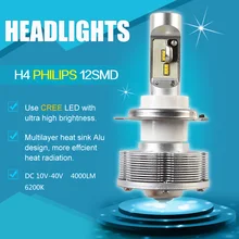 Пар Новый Дизайн H4 LED Автомобилей Мотоциклов Фары Автомобилей Лампы 12smd Ультра Высокое Яркое 6000 К Белый Автомобиль Стайлинг
