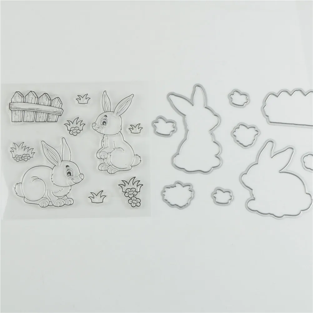 

Easter Day Bunny Clear Stamp Steel Embossing Craft Decoration Stencils Folder Scrapbooking Easter Rabbits Metal Cutting Dies 1pc