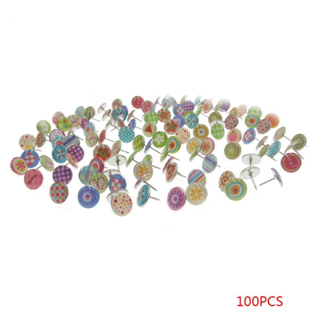 

Colorfil 100PCS Soft Flat Steel for Photos Wall Maps Corkboards 11mm Thumb Tacks Push Pins