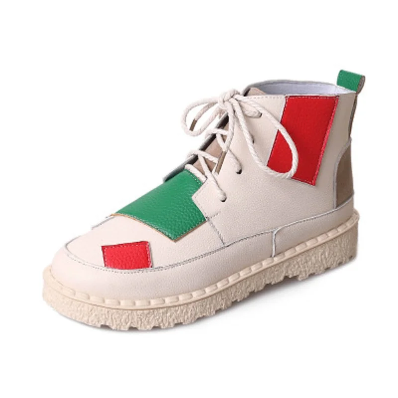

2018 spring and winter new student Martin boots spell color casual comfortable flat wild shoes female