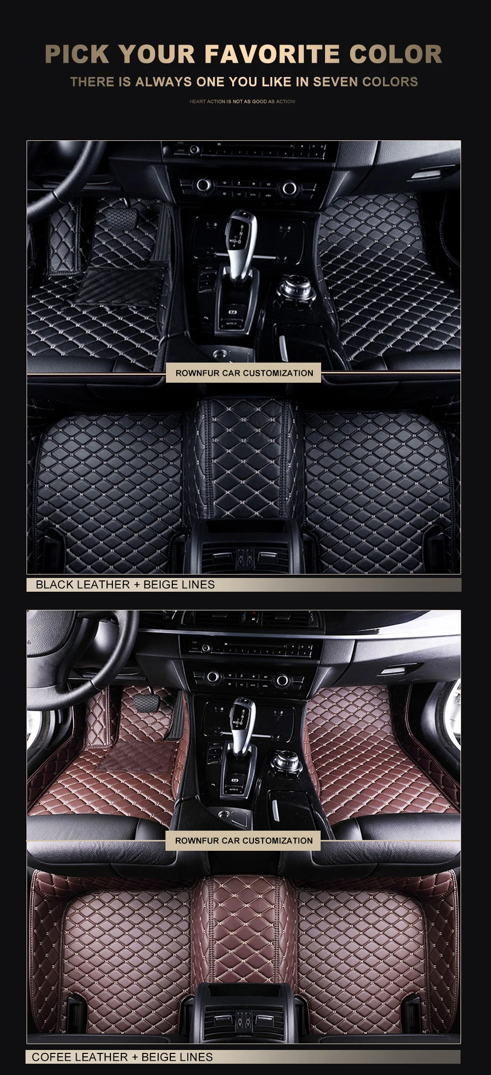 ROWNFUR кожаные автомобильные коврики для Audi A6(C6, C7) ПУ пользовательские 3D автомобильные коврики автомобиля-Стайлинг авто аксессуары для интерьера Защита чистоты
