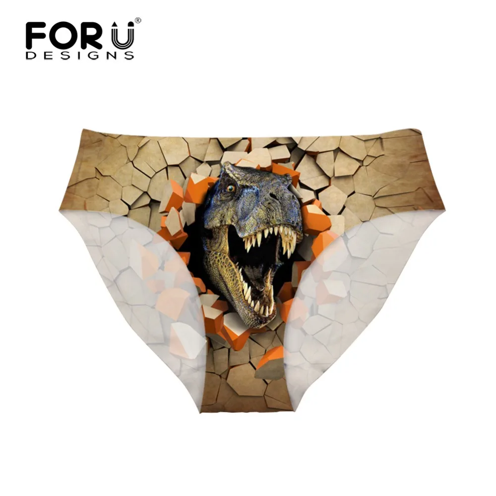 

FORUDESIGNS Cool 3d Dinosaur Prints Sexy Women Panties Underwear Comfort Seamless Woman Satin Panties Briefs Culotte Femme Mjuer