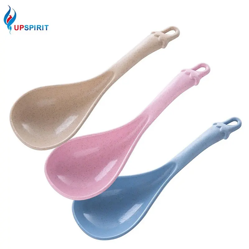 

Upspirit Wheat Straw Soup Spoon Smooth Surface Ladle Scoop Rice Food Serving Spoons Unbreakable Dinnerware Kitchen Dining Tools