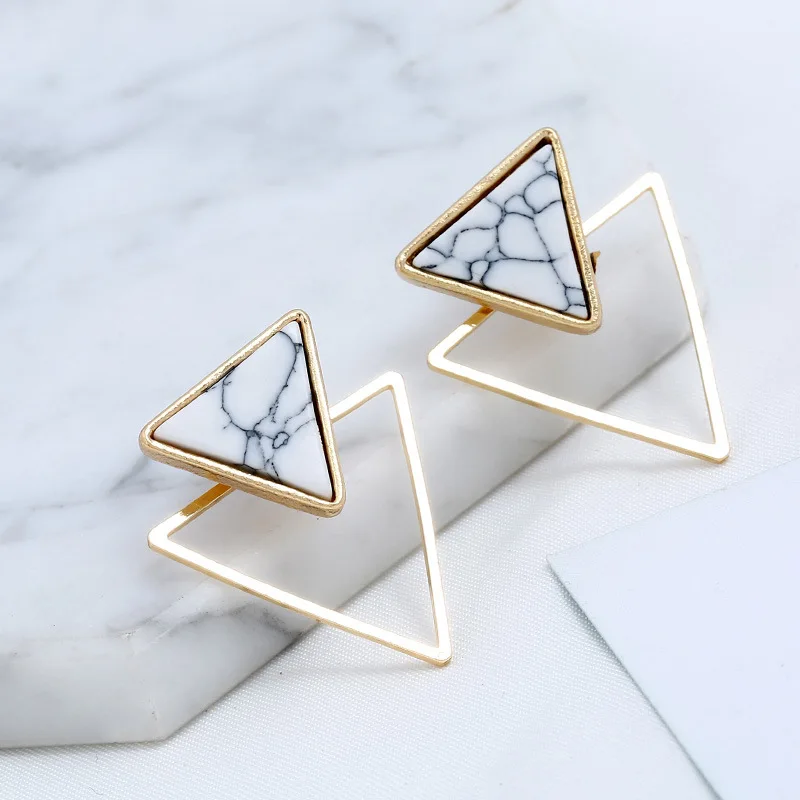 

New Triangle Stone Geometric Earrings Fashion Design Punk Earrings for Wedding Party Jewelry Gift Wholesale