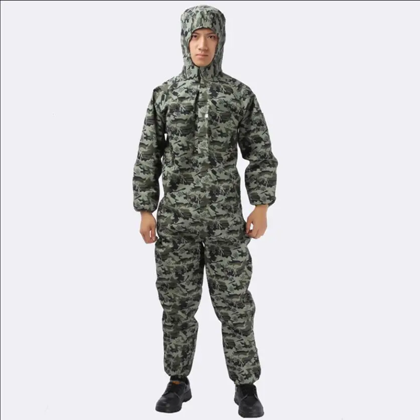 

S-4XL 2019 New Men Plus Size clothing camouflage one piece work wear jumpsuit Machine repair Dust proof hooded Jacket coat
