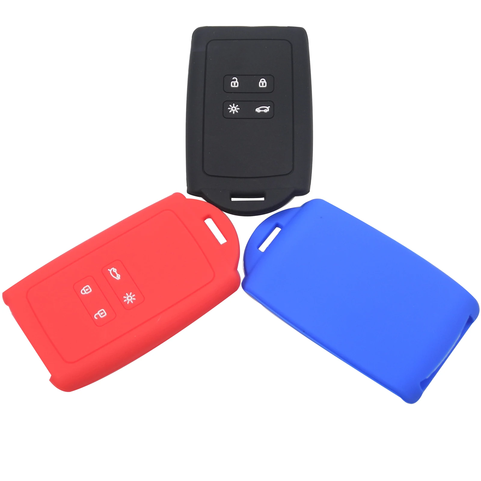 

Jingyuqin 4 Buttons Silicone Car Key Cover Set for Renault Koleos Kadjar 2016-2017 Remote Key Holder Protector Case Styling