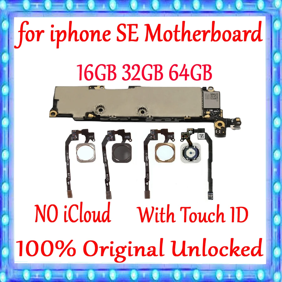 

Factory unlocked for iphone SE Motherboard with Touch ID/without Touch ID,Original for iphone 5SE SE Logic board 16GB 32GB 64GB