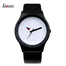 2016 cadeau Enmex creative simple dossier de conception visage avec un rouge pointeur en cuir bande d’eau prof jeune et mode quartz montre