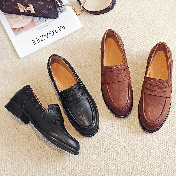 Homme Porc Taille 2028 Black Cuir Chaussures 35 Peau Mocassins Mère Femmes brown De Dames 40 Dongnanfeng Véritable Appartements Bsqn En Femme Vache Rétro a64xW0R
