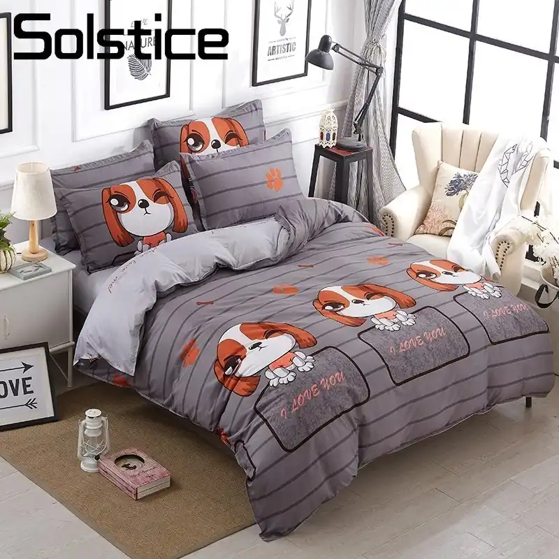 Solstice Home Textile Gray Bedding Sets Boy Girl Kid Teen Linen