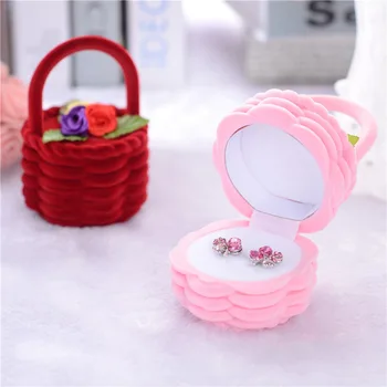 

100pcs Creative Flower Basket Ring/Earring/Necklace Jewelry Box Basket Velvet Gift Storage Case Display 60*60*80mm ZA4959